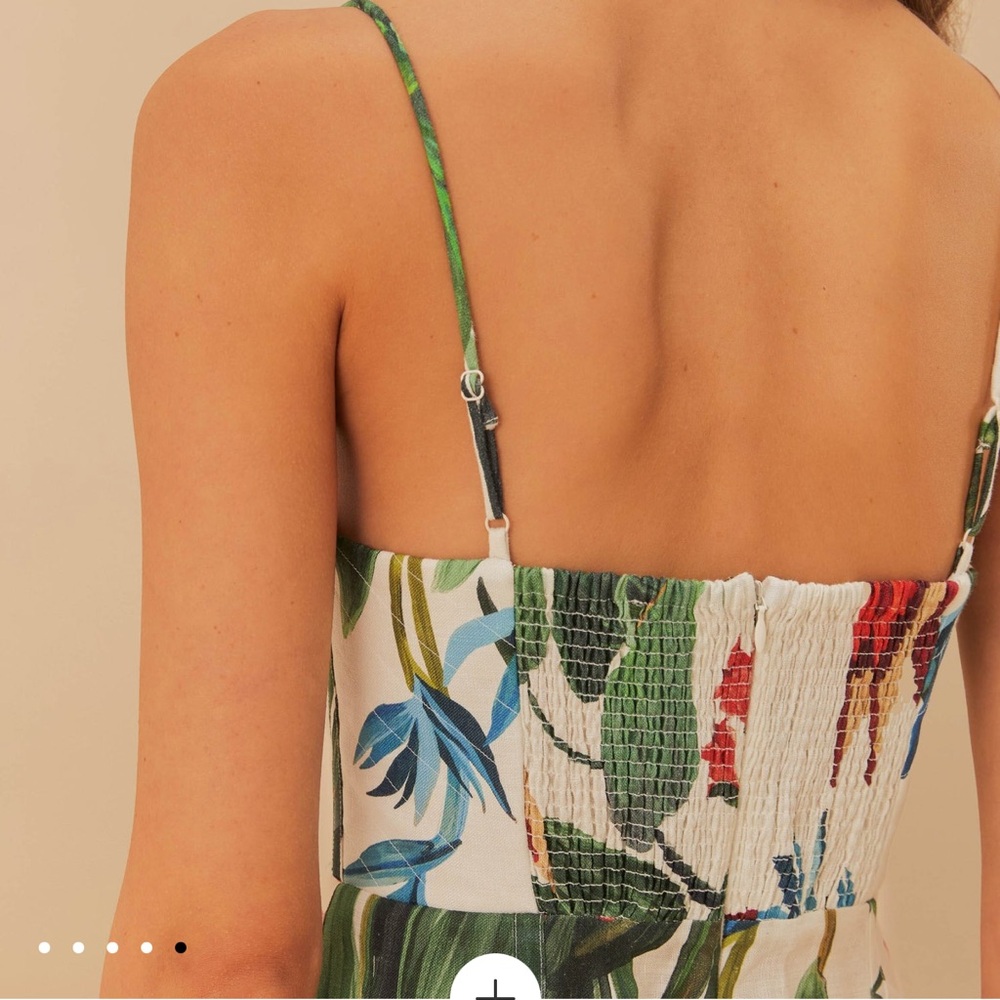 Farm Rio Midnight Macaw Fiesta Off-White Sleeveless Flower Mini Dress - Picture 10 of 14